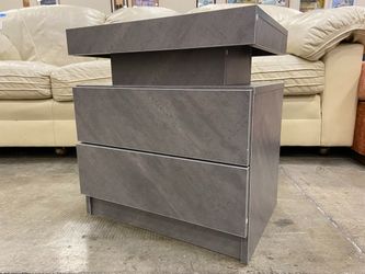 CUBEHOM Grey Modern Stone Illusion LED Nightstand