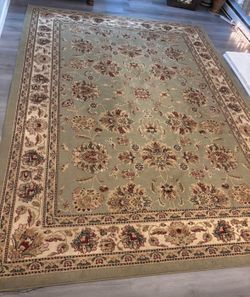 Sage Green Turkish Floral Area Rug 7’10 x 10’11