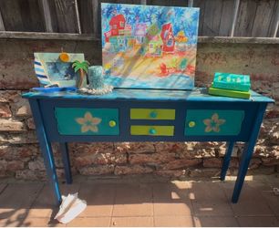Tropical 🏝️ Pine Slender Credenza Cabinet