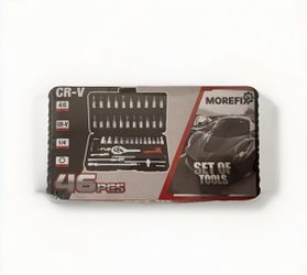 46-Piece Mixed Tool Set Metric Chrome Finish with Case