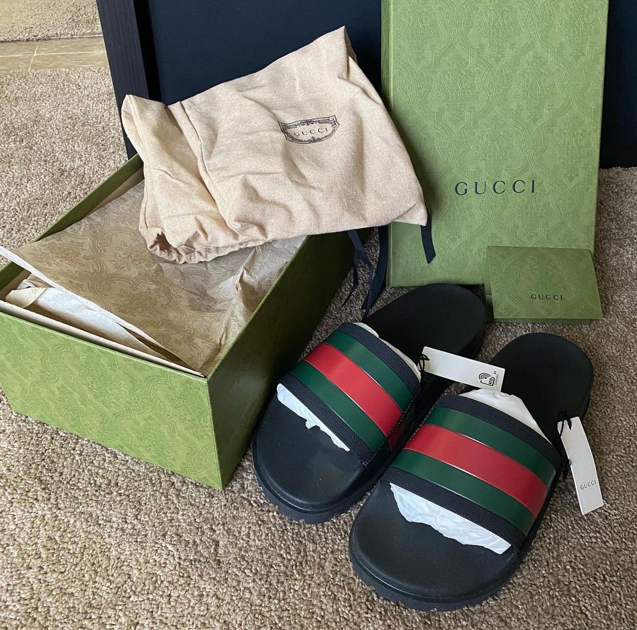 🔥Gucci Web Slide🔥 style: 429469 GIB10 1098🔥 US Size 8 Mens