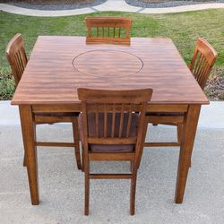 Beautiful Kitchen Table With Four Chairs And Lazy Susan 