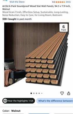 6-Pack Soundproof Wood Slat Wall Panels, 94.5 x 7.9 Inch, Walnut Wood Grain Finish, Effortless Setup, Sustainable, Long-Lasting, Noise Reduction, Easy