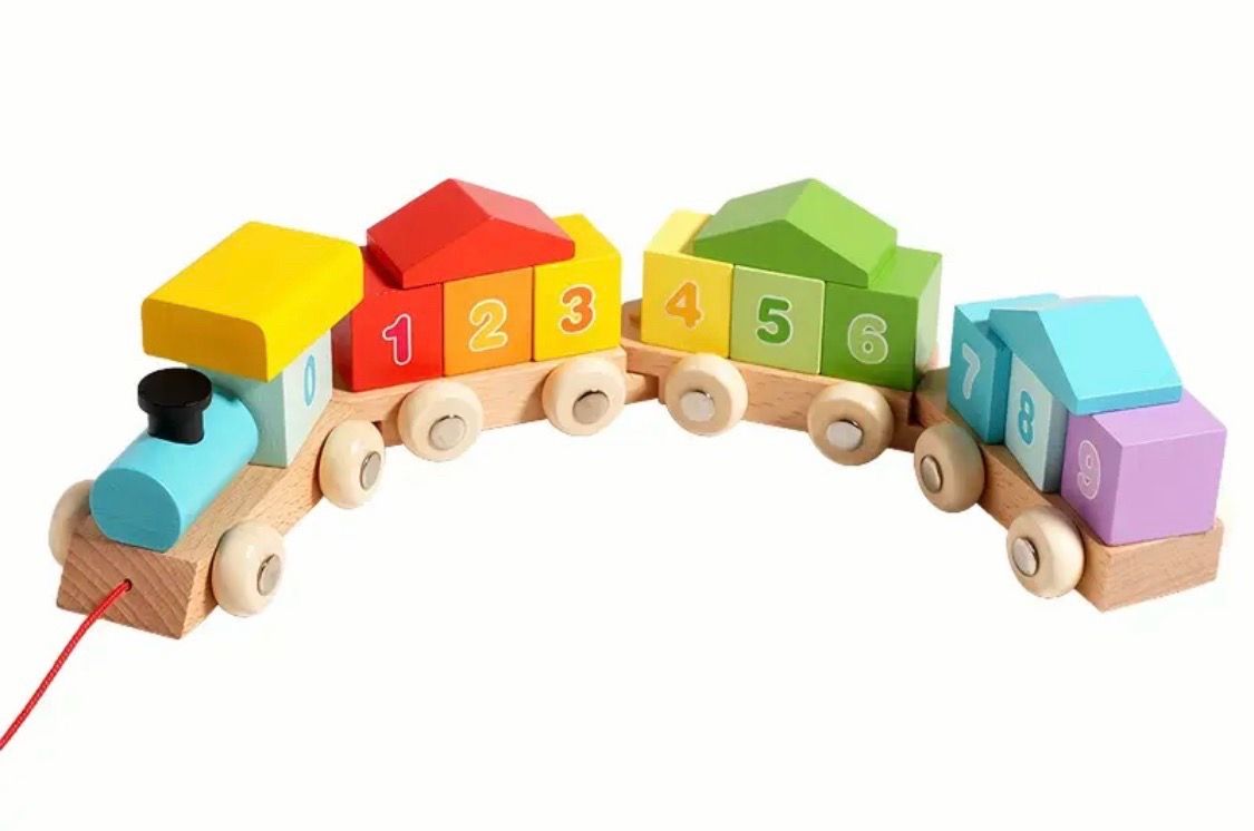 Pulling wooden train education toy, new