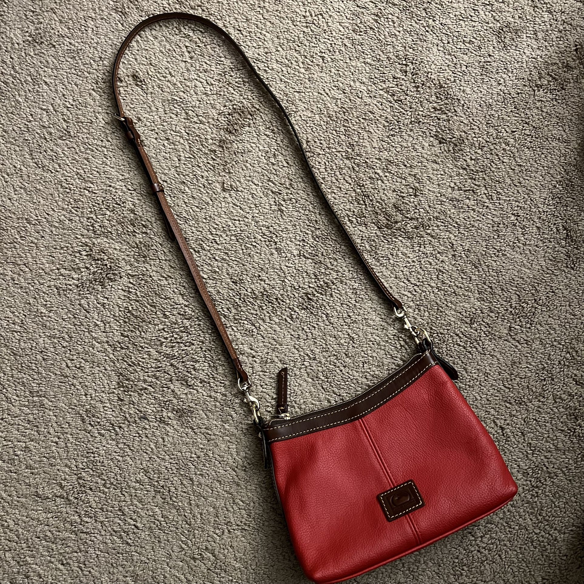 Dooney & Bourke classic red and brown leather crossbody bag