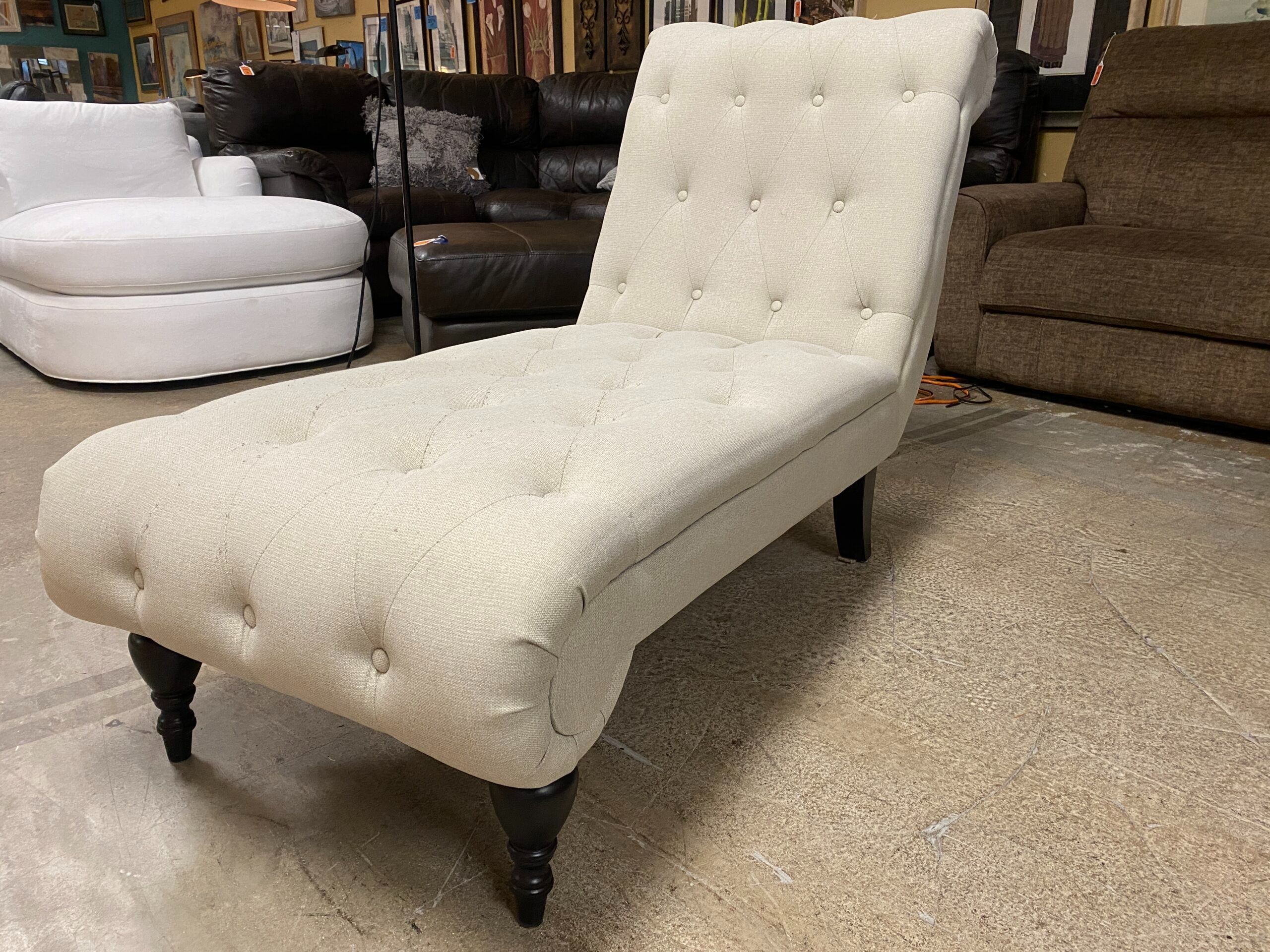 Tufted Beige Chaise Lounger