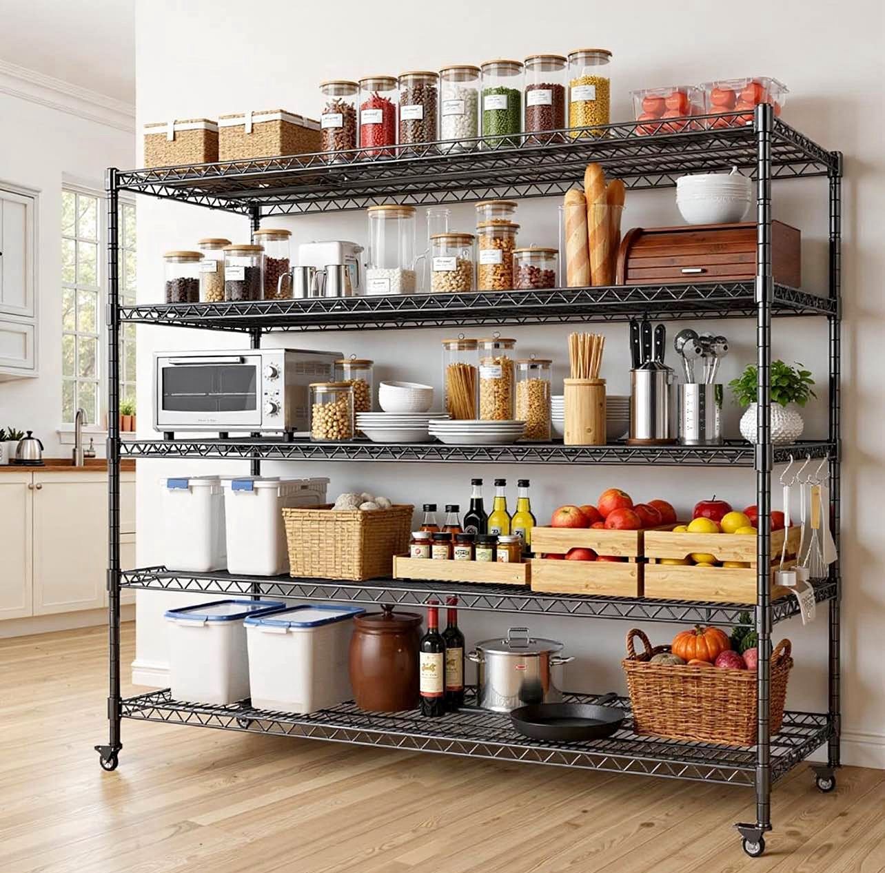 60” W Storage Shelves Heavy Duty | 5 Tier Wire Shelving | 3500 LBS Metal Shelving | Garage Shelving
