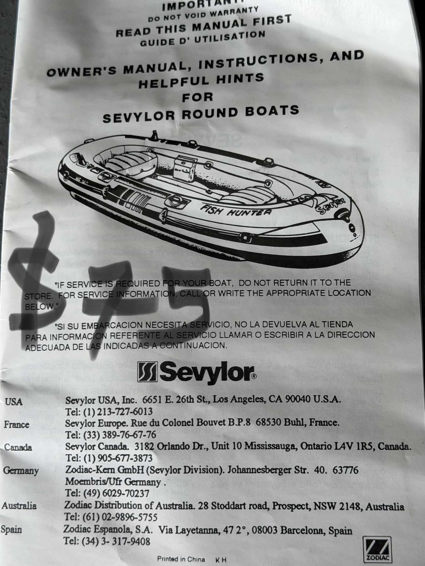 Sevylor Fish Hunter Boat