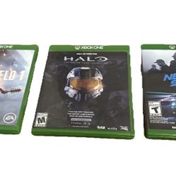 Three Xbox One Video Games Battlefield One, Halo, Need For Speed