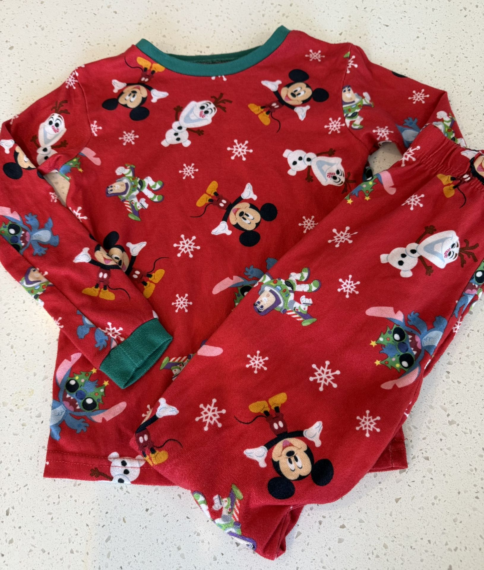 Disney 100 Size 8 Boys Christmas Theme Pajama Set Mickey Olaf Buzz Girls Sleep