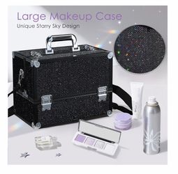 Large Black Glitter Makeup Train Case