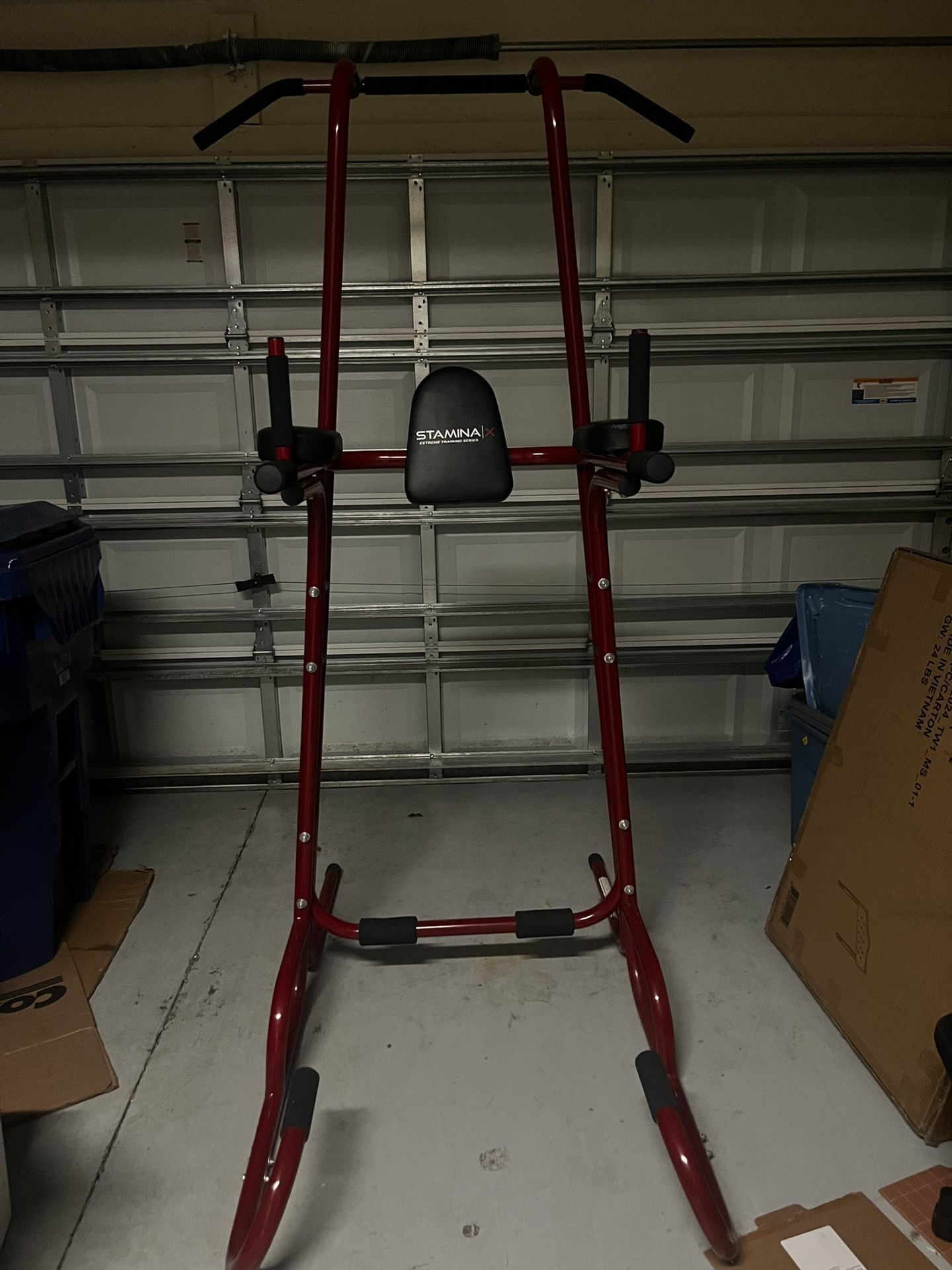 Stamina X Power Tower, Pull Up and Dip Stand, Red
