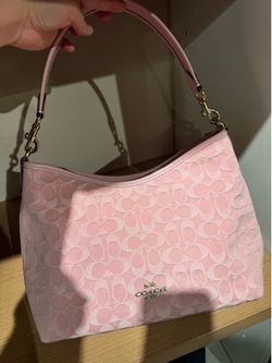 COACH Pink Denim Laurel Shoulder Bag (CER66) Light Pink