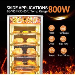 Tier Commercial Food Warmer Pizza Warmer Countertop, Food Warmer Display with LED Lighting Removable Shelves Glass Door, Pretzel Warmer for Buffet Res
