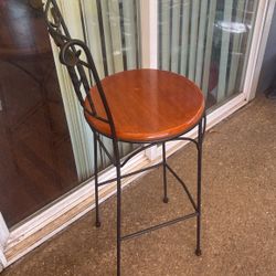 Iron and wood stool