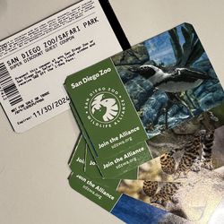 (6) Six San Diego Zoo and Safari Park Tickets