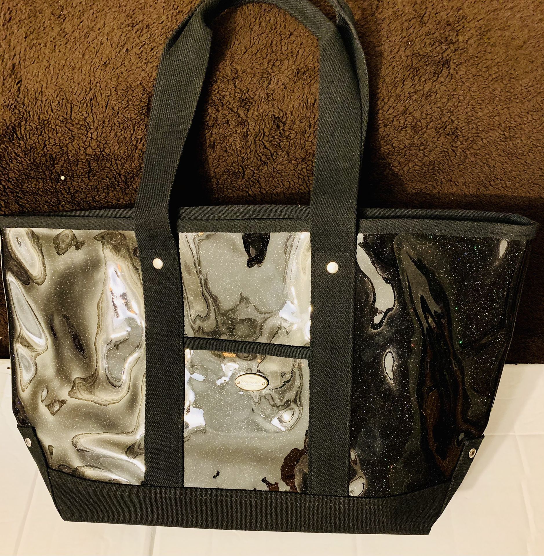 Transparent Vinyl Coach Tote Bag