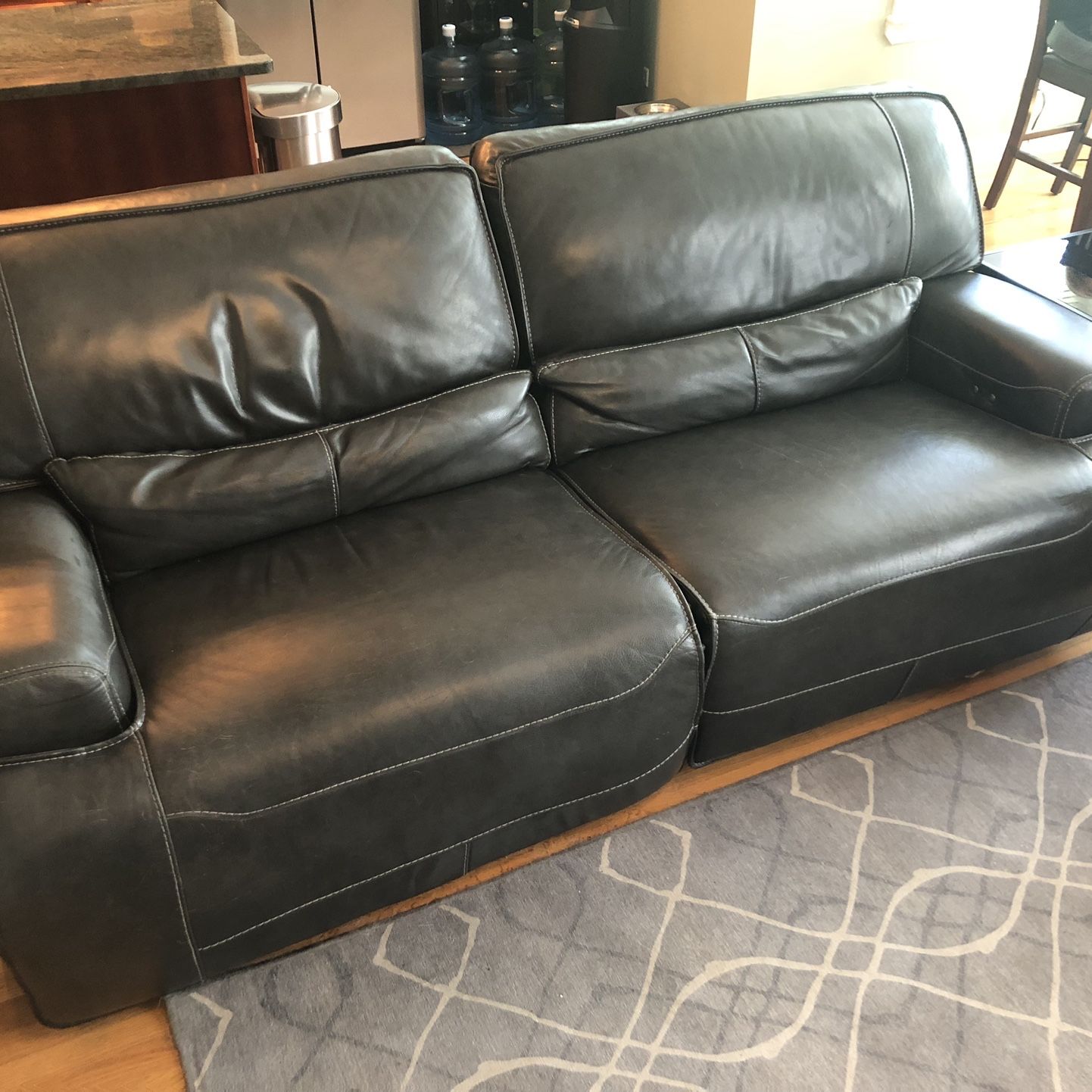 Electric Recliner Italian Leather Dark Gray Couch