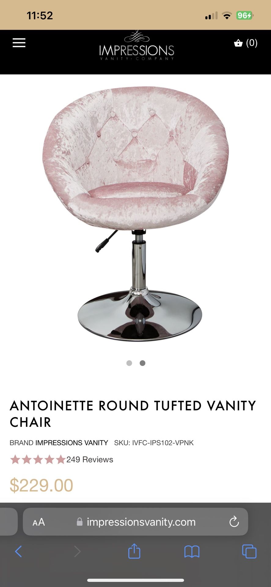 Antoinette Round Tufted Vanity Chair