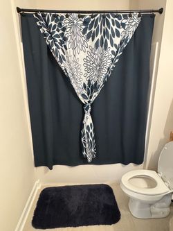 Bathroom Shower Curtain, Rug and Towels