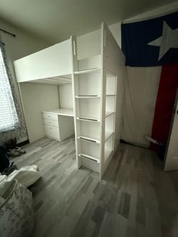Twin bunk with desk and closet