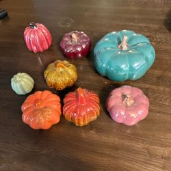 8 Ceramic Pumpkins