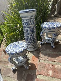 Chinoiserie Blue And White Porcelain Garden Stool 3 