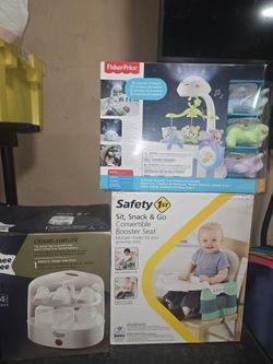 Bottle Sterilazer, Booster Seat For Eating, Baby Mobile Selling the 3 Of Them Together.