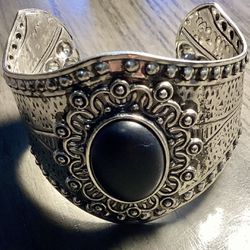 Silver Tone Wide Cuff Bracelet