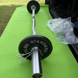 Olympic Curl Bar, Weight Plates, And Collars- All New Items 
