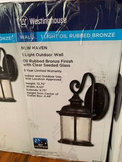 One-Light Exterior Wall Lantern on Steel with Clear Seeded Glass 2 Pack, Oil Rubbed Bronze Finish