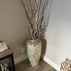 Mother Of Pearl Mosaic  Floor Vase -$60