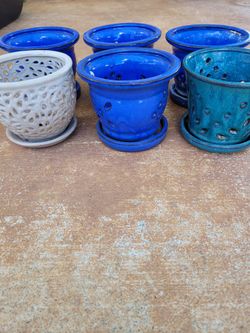 6 Ceramic Orchid Pots