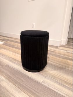 Black Velvet Suede Vanity Stool/Storage Ottoman