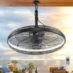 Brand new in box Outdoor Ceiling Fans with Lights Black Gazebo fan with remote &APP,20'' plug in ceiling fan,6 Speed,3CCT,hanging with hook