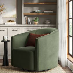 Large Aveline Swivel Chair Olive Velvet - Threshold