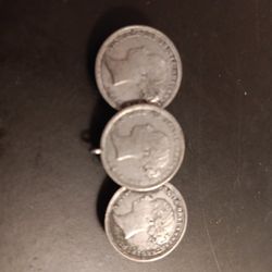 GORGEOUS VTG Silver 3 Pence Coins Brooch Pin.