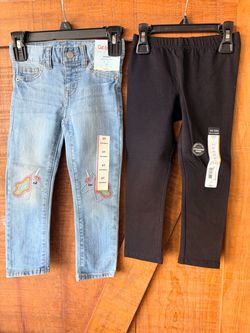 3T-(New with Tags) Denim Unicorn Pants & Black Leggings
