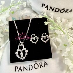 Pandora style necklace and earrings.