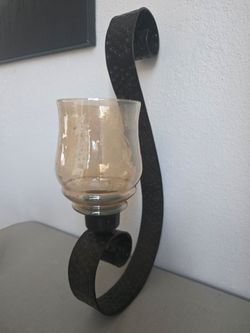 Wrought Iron Wall Sconce with Glass Hurricane