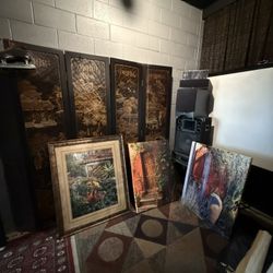 Garage sale Over Still Have Lots of Great stuff To Unload This weekend- 4-Panel Asian Room Divider And Artwork 