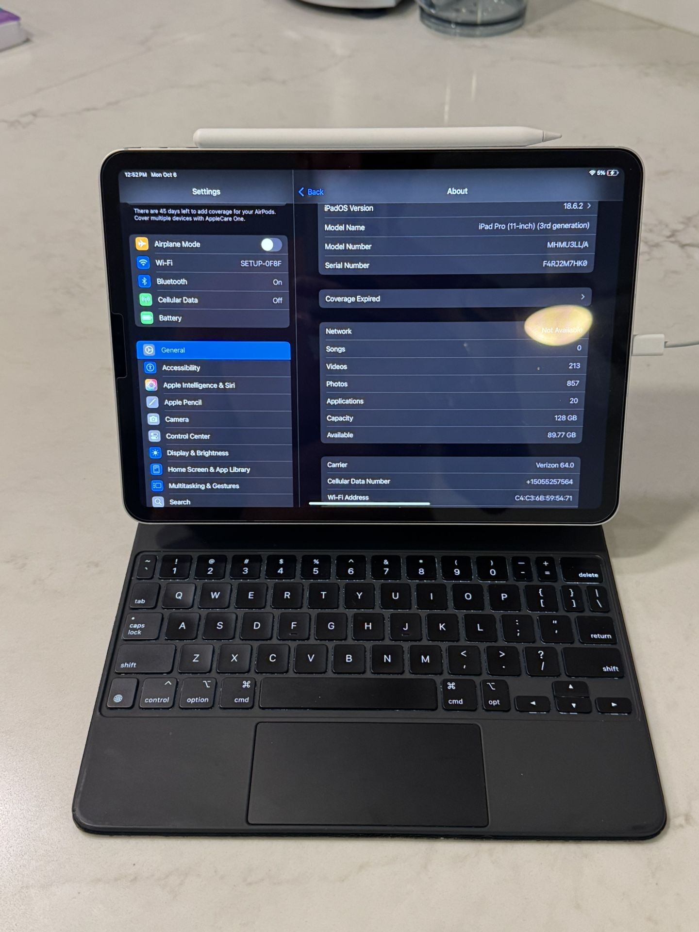 WiFi + Cellular Apple iPad Pro 11” w/ Apple Keyboard And Pencil