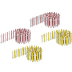 NEW! 4pcs - 35" Miniature Dollhouse Garden Wood Picket Fences, 2 pink&white/2 yellow&white