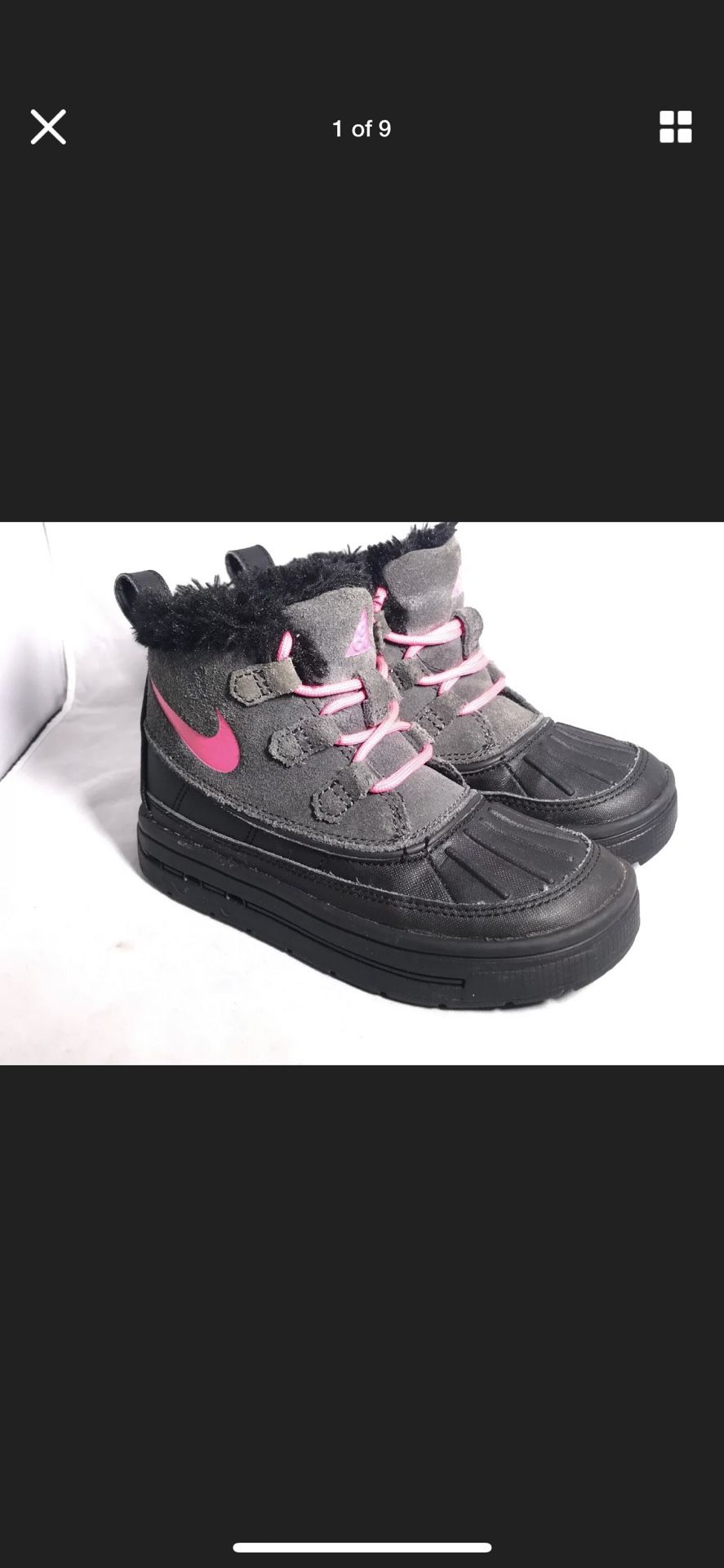 NIKE Girls Winter Boots Youth Size 11C Woodside Chukka II Suede Rubber Fur Lined