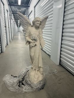 Large Angel Garden Statue with Flowers