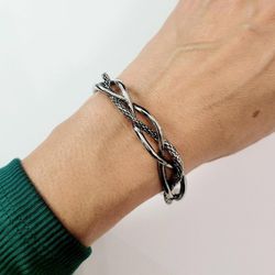 925 Sterling Silver star women's lady's men's unisex cuff bracelet Gift