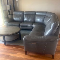 Natuzzi Italian Leather Recliner Sofa Sectional Couch