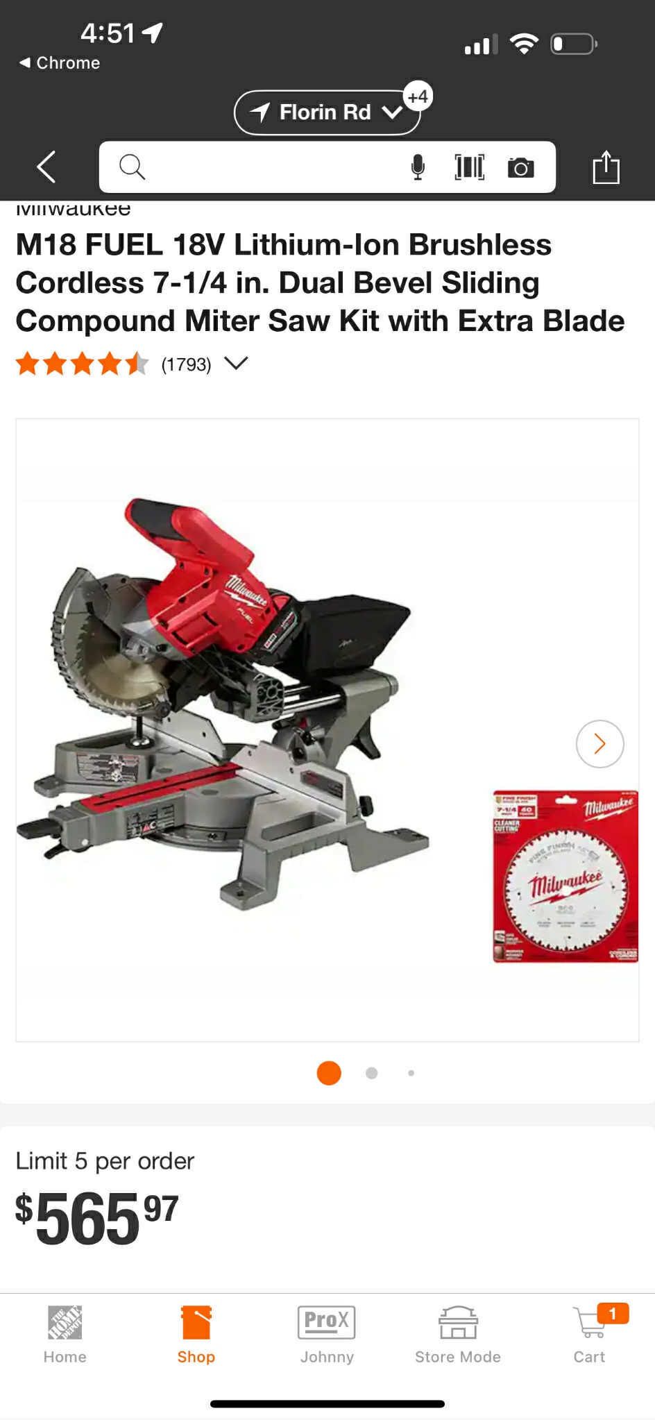 Milwaukee Mitter Saw With 8ah Battery And Charger