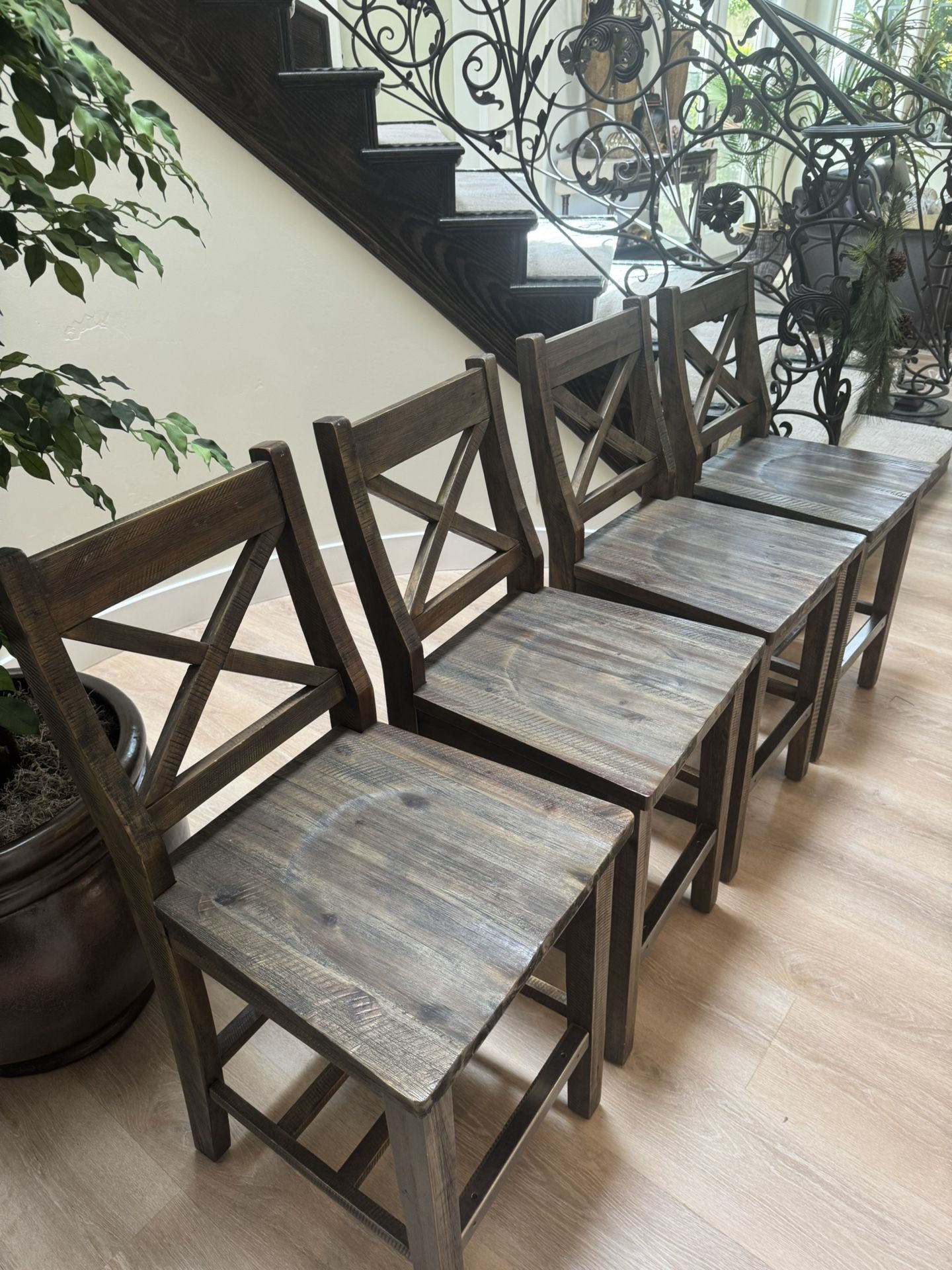 Wooden X-Back Counter Stools