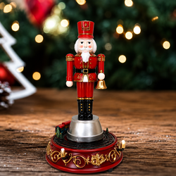 Christmas Nutcracker Soldier Statue Music Xmas Sculpture Rolling Train Figurine